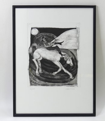 Lot 288 - John Kiki (b.1943) - Horse and Rider, etching...