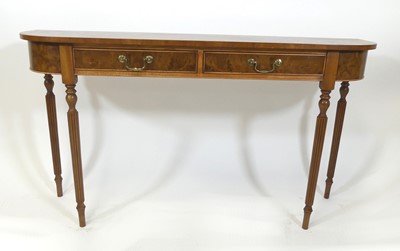 Lot 2580 - A walnut and figured walnut D-end hall...