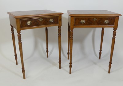 Lot 2552 - A pair of walnut and figured walnut lamp...