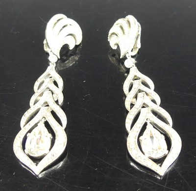 Lot 149 - A pair of Trifari Art Deco colourless diamante...