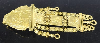 Lot 2272 - A late 18th century gilt metal chatelaine, the...