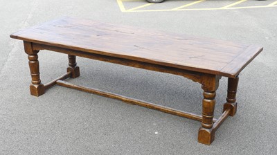 Lot 2591 - An Elizabethan style oak refectory table,...