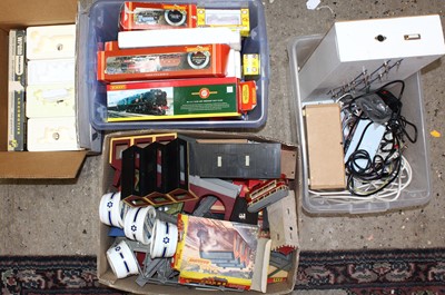 Lot 451 - Four boxes of scenics, electricals, empty...