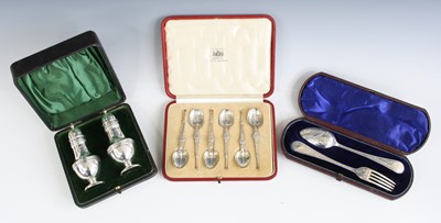 Lot 2153 - A cased pair of Edwardian silver...