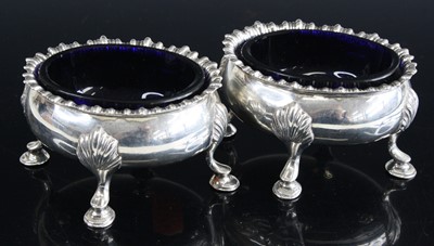 Lot 2115 - A pair of George III silver table salts, each...