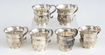 Lot 2169 - A set of six mid-Victorian Britannia standard...