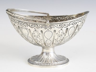 Lot 2148 - A late Victorian silver basket, of elliptical...