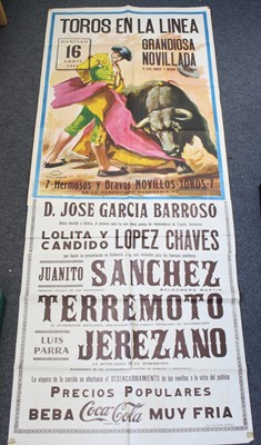 Lot 740 - A large 1960's two sheet bull fighting poster,...