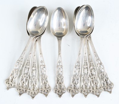 Lot 2221 - A set of nine Victorian silver teaspoons, each...