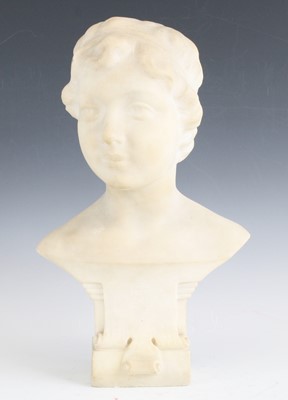 Lot 2409 - A late 19th century carved white marble bust...