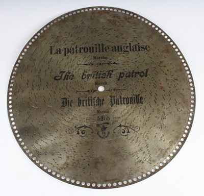 Lot 699 - A 19th century polyphon disc, titled The...