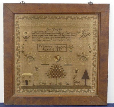 Lot 2420 - A George IV needlework verse, alphabet and...