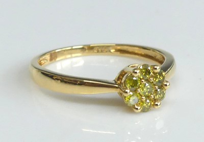 Lot 2514 - An 18ct yellow gold diamond circular cluster...