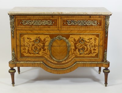 Lot 2607 - A French Empire style walnut and marquetry...