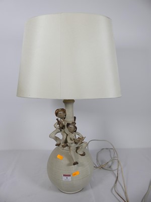 Lot 9 - A 20th century studio pottery table lamp,...