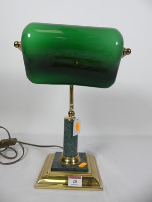 Lot 20 - A green polished hardstone and brass banker's...