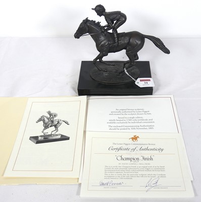 Lot 34 - A bronzed metal figure of Lester Piggott up,...