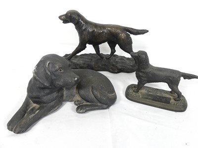 Lot 43 - A bronzed model of a dog, height 18cm,...