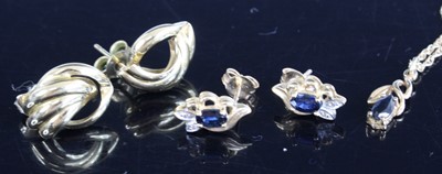 Lot 2556 - A pair of 9ct yellow gold, sapphire and...