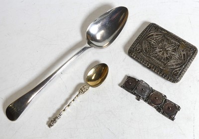 Lot 313 - A George III silver tablespoon, London 1810, 2....