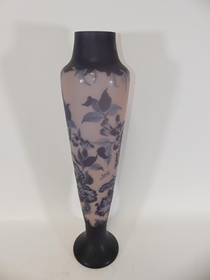 Lot 83 - A Galle style pink and purple cameo glass vase,...