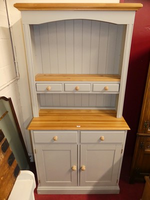 Lot 1178 - A modern pine and soft grey painted narrow...