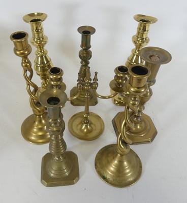 Lot 94 - A collection of Victorian and later brass...