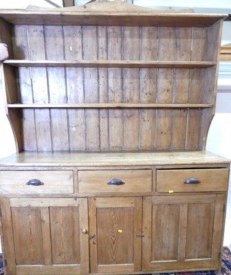 Lot 1187 - A Victorian provincial pine kitchen dresser,...