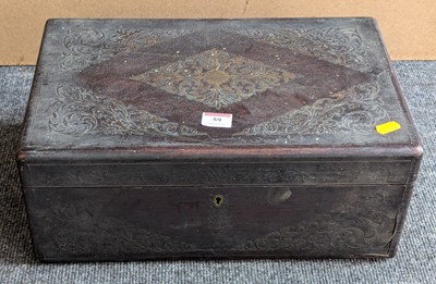 Lot 59 - A 19th century rosewood and brass inlaid...