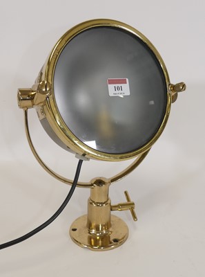 Lot 101 - A 20th century brass wall mounted adjustable...