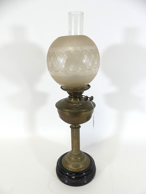 Lot 104 - A Victorian brass oil lamp, height 65cm