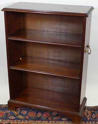 Lot 1195 - A mahogany low freestanding open bookshelf,...