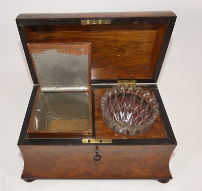 Lot 133 - A Victorian burr walnut single compartment tea...