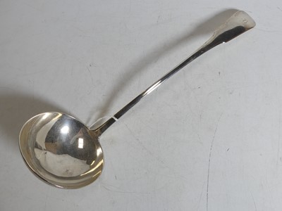 Lot 332 - A George III silver Fiddle pattern ladle,...