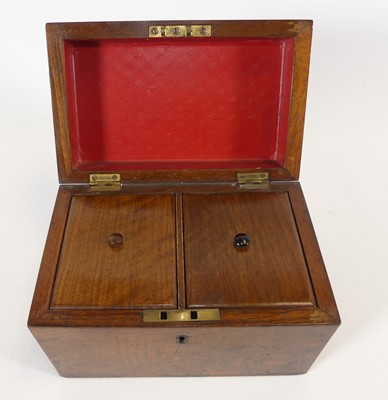 Lot 136 - A Victorian walnut twin compartment tea caddy,...