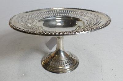 Lot 344 - A George V pierced silver pedestal bonbon dish,...