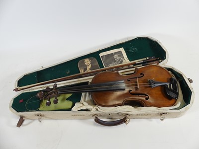 Lot 161 - A student's violin and bow (cased)