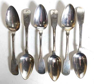 Lot 352 - A set of six George IV silver spoons,...