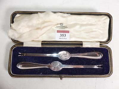 Lot 353 - A pair of Mappin & Webb silver lobster picks,...