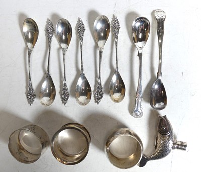 Lot 355 - A collection of silver and white metal, to...