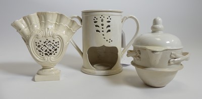 Lot 190 - A 19th century cream ware Veilleuse food...