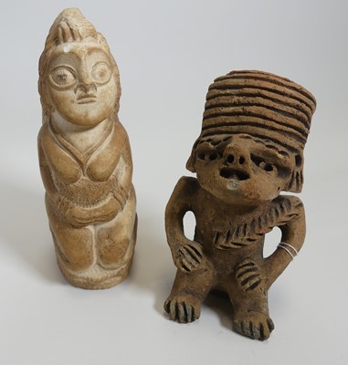 Lot 194 - An antique style South American pottery figure,...