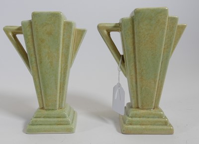 Lot 206 - A pair of Art Deco pottery vases of fanned...