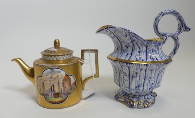 Lot 215 - A 19th century porcelain bachelor's teapot...