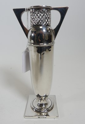 Lot 234 - A George V silver spill vase, having a pierced...