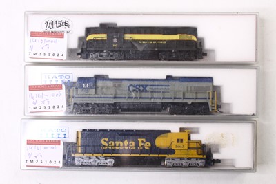 Lot 858 - Three N gauge American locos, including a Kato...