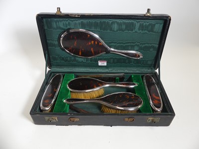 Lot 249 - A George V silver and simulated tortoiseshell...