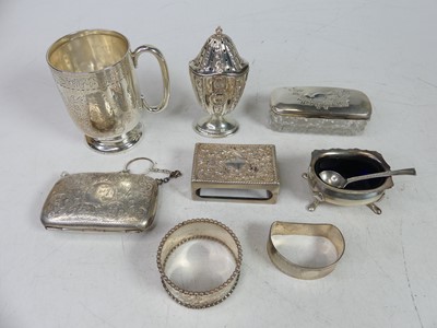 Lot 371 - A collection of mixed silver ware to include a...