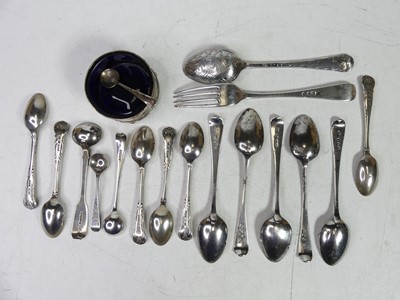 Lot 372 - A collection of mixed silver flatwares,...