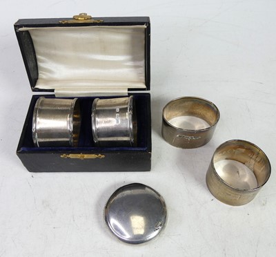 Lot 375 - A collection of mixed silver napkin rings,...